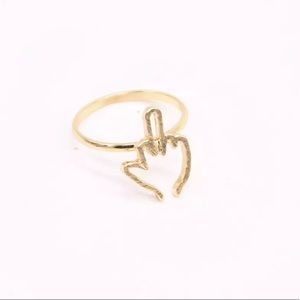 Gold Middle Finger FU Ring